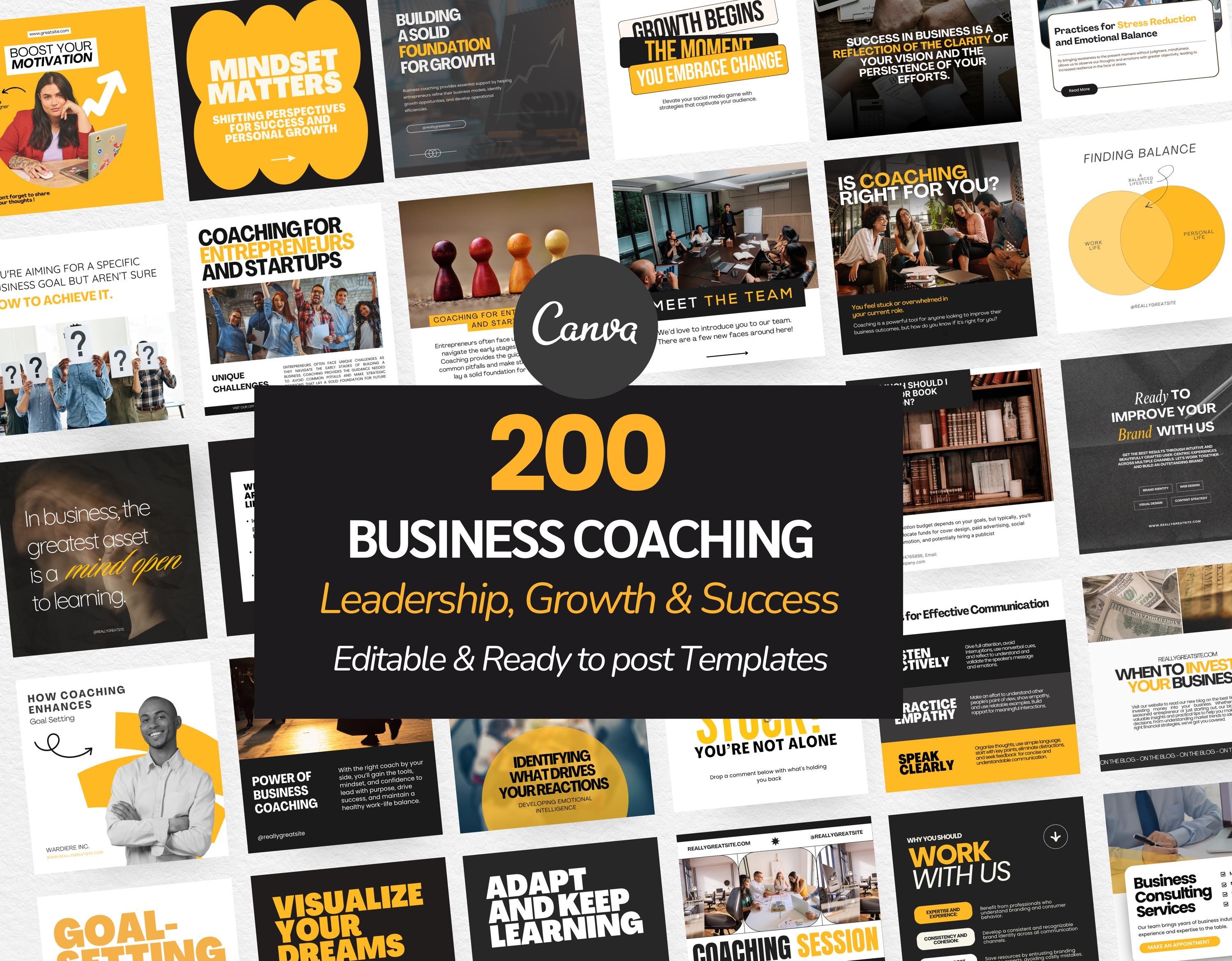 Business Coaching Leadership Templates | Editable CANVA Mindset Leadership Growth Success | Instagram Facebook Social Media Posts Coaches