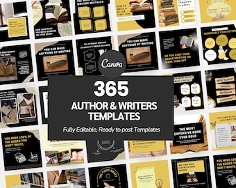 Author Book Writer Book Promotion Templates CANVA Designs for Novel Launch Instagram Facebook Social Media Templates for Authors Writers