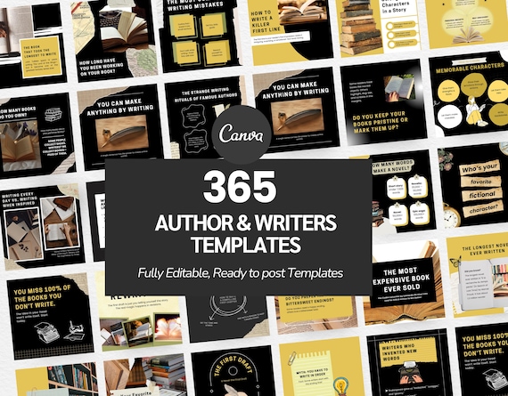 Author Book Writer Book Promotion Templates CANVA Designs for Novel Launch Instagram Facebook Social Media Templates for Authors Writers