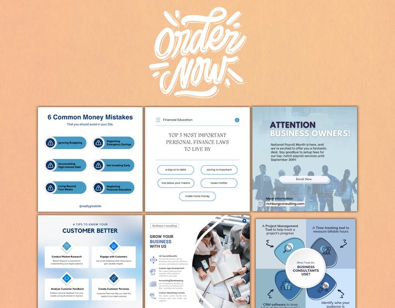 Finance Coach Instagram Post Template, Editable Social Media Posts for ...