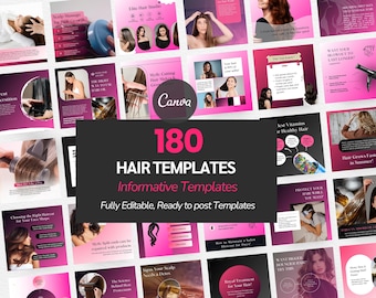 Hair Salon Instagram Post Templates, Modern Canva Designs (180)