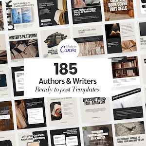 Author Book Writer Book Promotion Templates | CANVA Designs for Novel Launch | Instagram Facebook Social Media Templates for Authors Writers