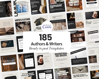 Author Book Writer Book Promotion Templates | CANVA Designs for Novel Launch | Instagram Facebook Social Media Templates for Authors Writers