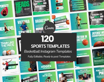 120 Sports Canva Templates, Social Media, Game Day (Digital Download)