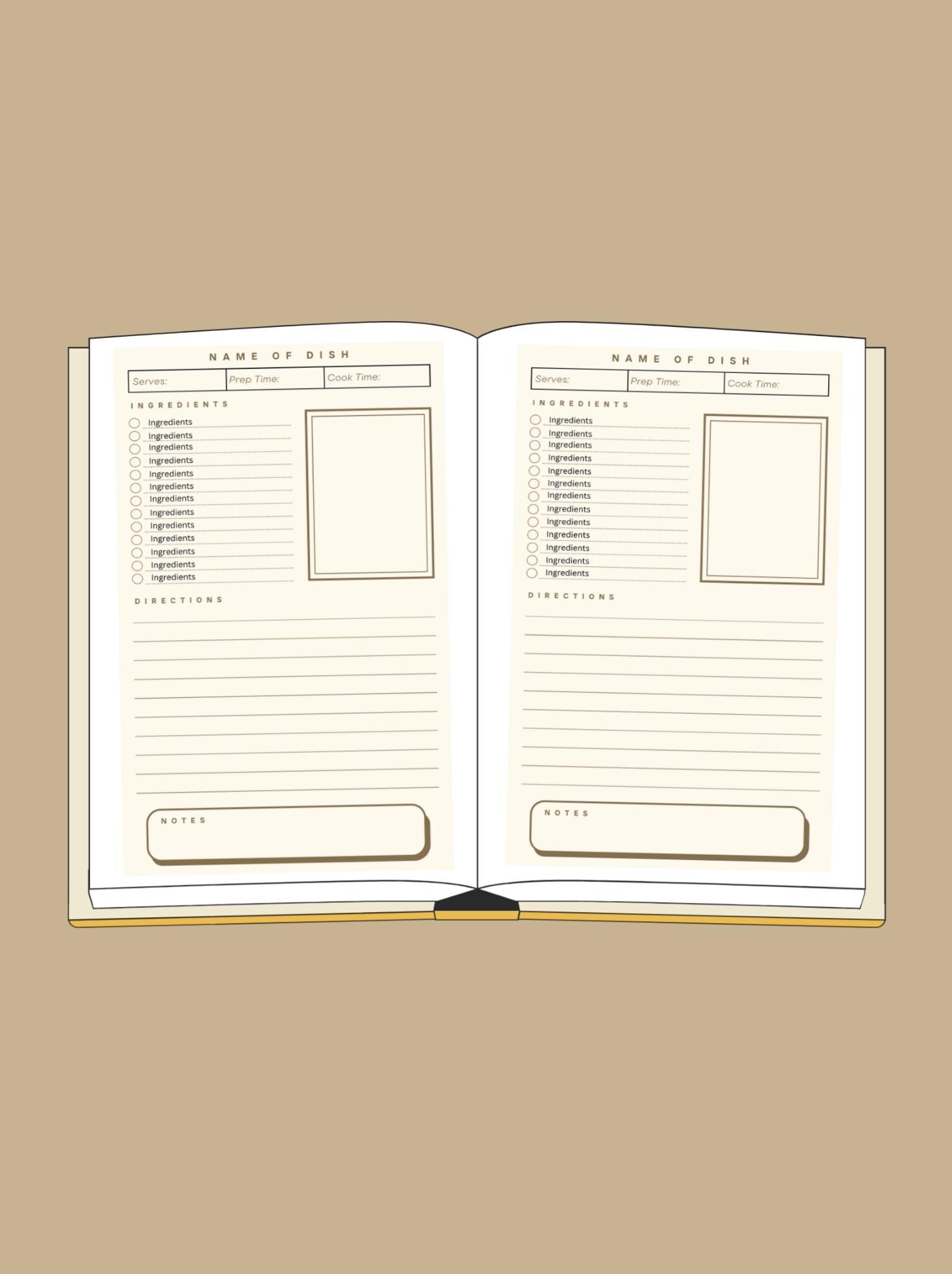 Editable Recipe Book Template Canva | Printable Cookbook | Custom ...
