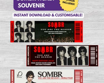 Customisable Sombr You Are The Reason Tour Ticket Souvenir | Editable Concert Keepsake (Digital Download)