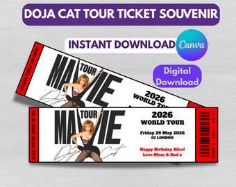 DOJA CAT Tour Ma Vie Souvenir-Eintritt | Anpassbares Konzertandenken (Digitaler Download)