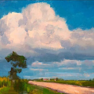Pintura acrílica original, tamanho pequeno 12 x 16, paisagem impressionista, Country Mile