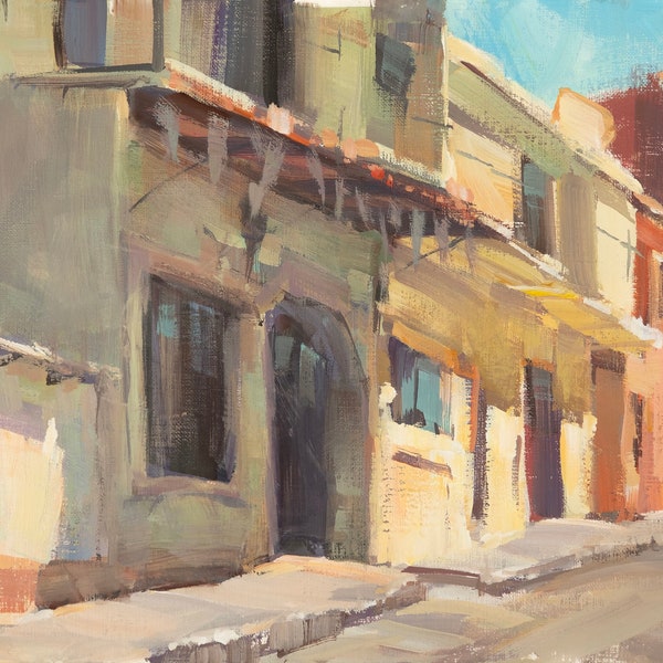 Art print of gouache painting, Mexico Street Scene of 9 x 12 original