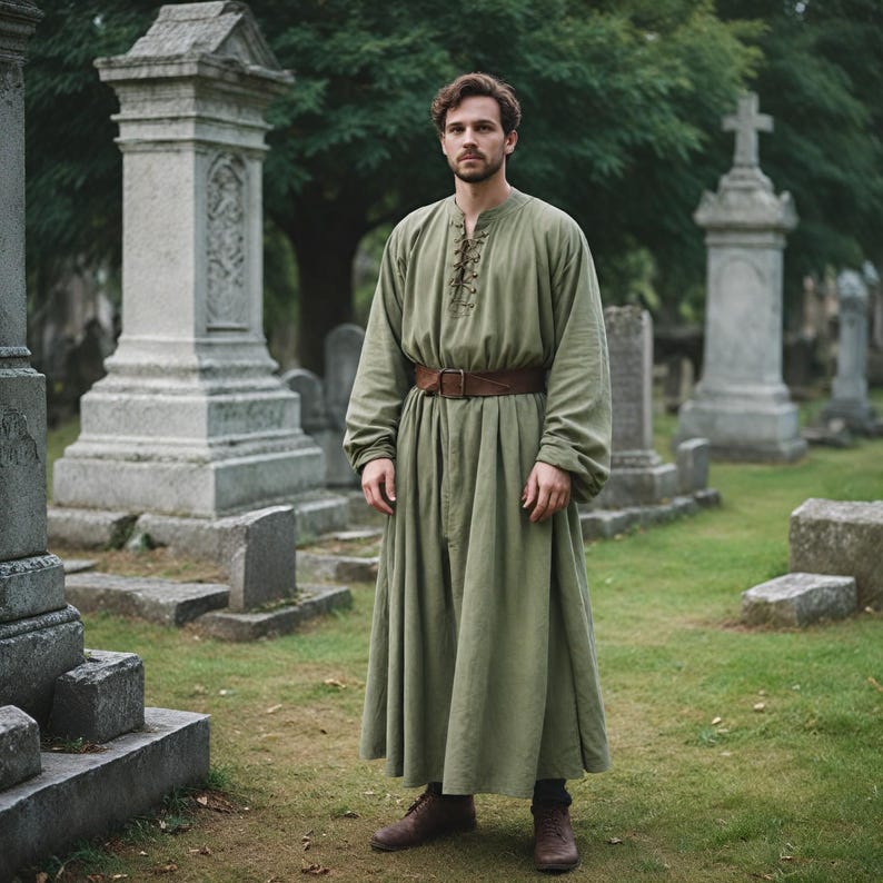 Medieval Green Men's Tunic Robe | Historical Renaissance Costume ...