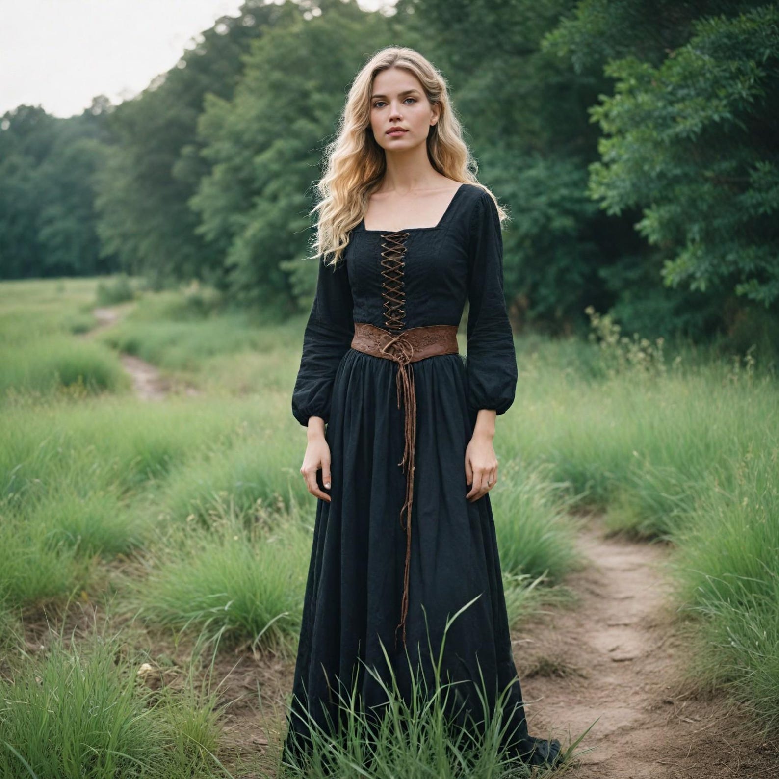 Women Black Renaissance Viking Dress | Medieval Cottagecore Steampunk ...