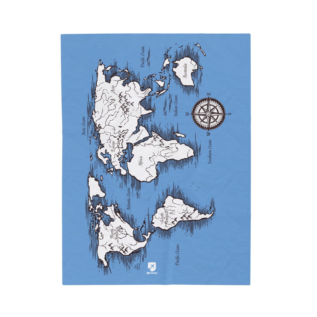 World Map Pattern Print Blanket
