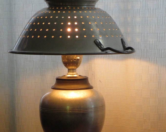 Beautility Coffeemaker Table Lamp With Colander Shade Etsy