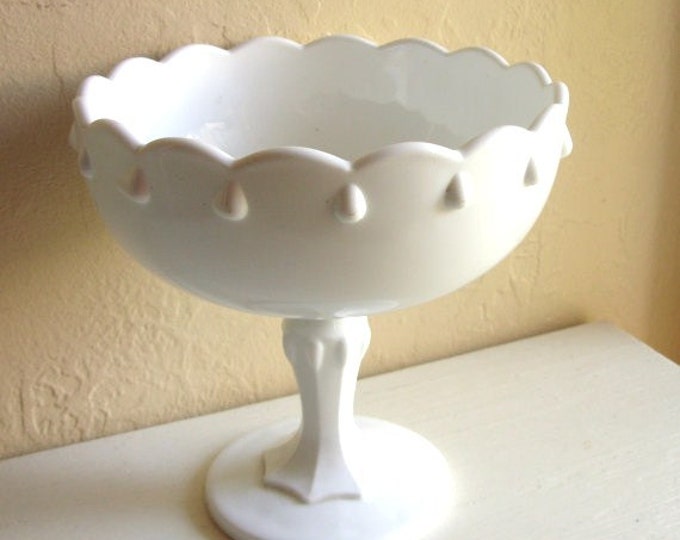 Large Milk Glass Pedestal Bowl Compote Wedding Decoration Etsy