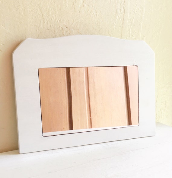White Wooden Frame Mirror Curvy Wood Wall Hanging Framed Cottage Style Shabby Chic Simple Minimalist Minimal Solid Painted