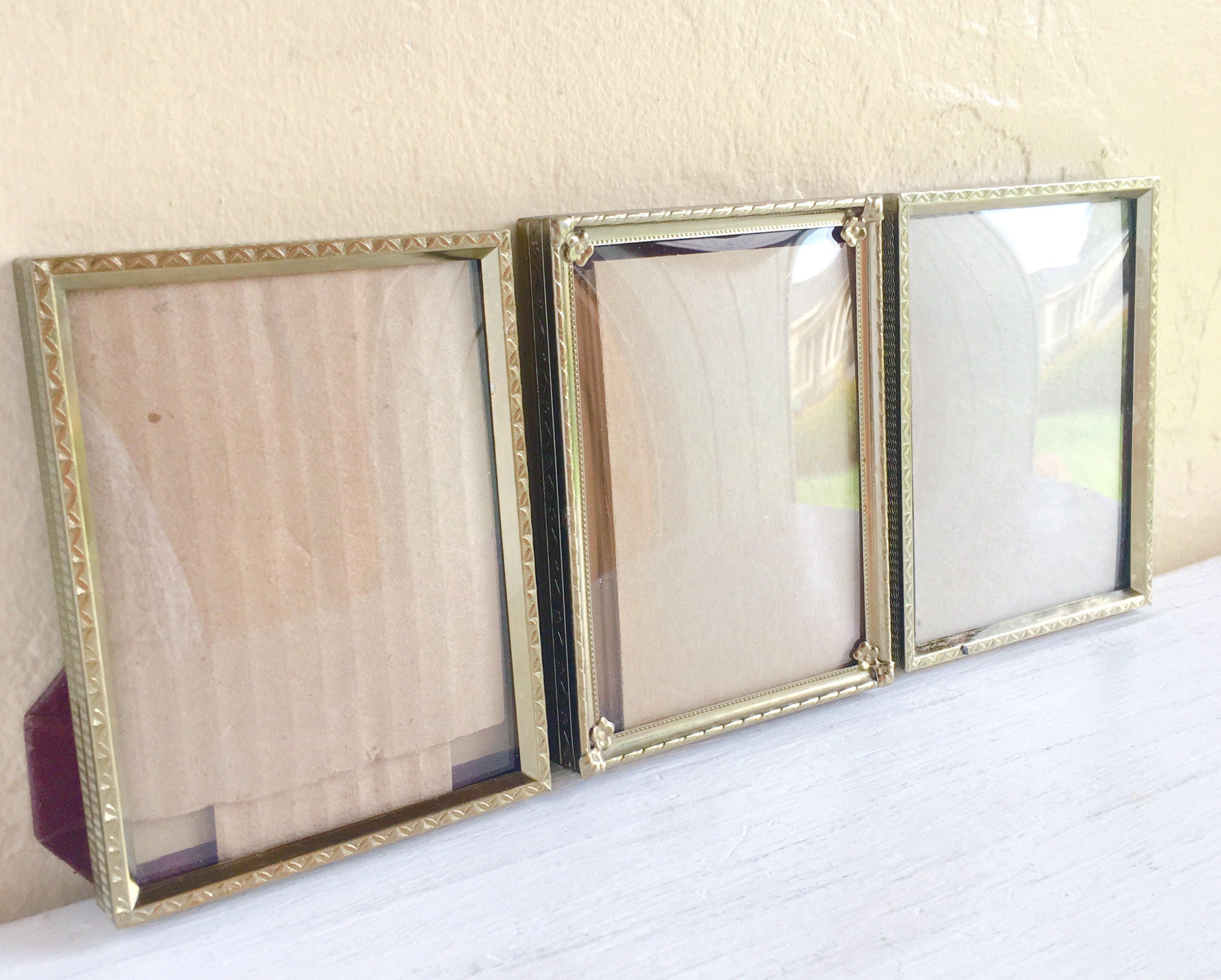Vintage Gold Metal Picture Frames With Convex Bubble Glass 3