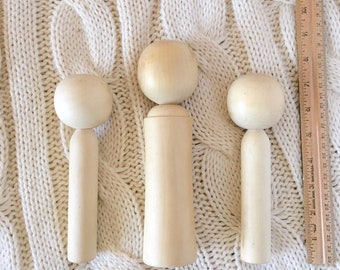 Huge Wood Wooden People Toy Family Ready to Paint Set of 3 Lot of Crafts for Child Children DIY Mom Single Parent 2 Kids Large Big