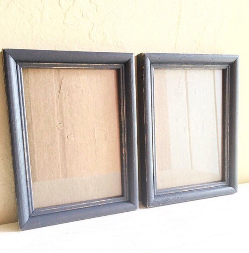 Pair of Matching Gray Wooden Pictures Frames 5x7 Painted Wood Etsy