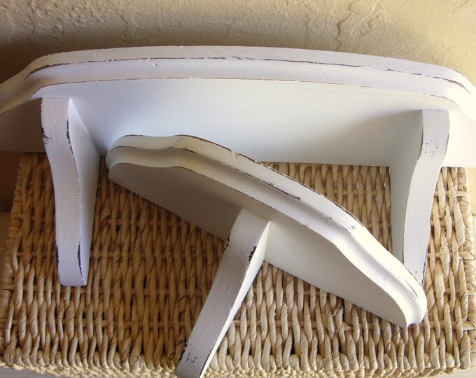 Shabby Chic White Wood Wall Shelf Shelves Matching Set Two 2 Etsy