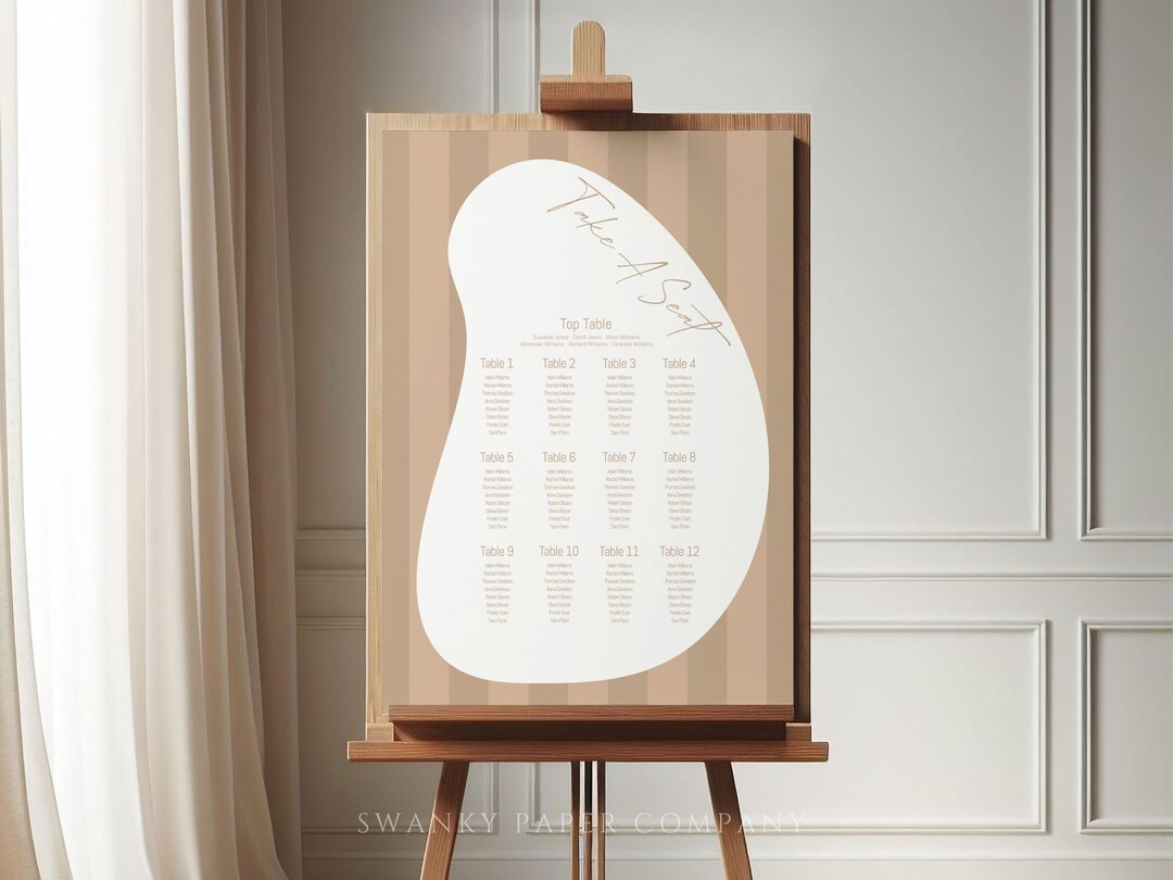 Retro Wedding Seating Chart Sign Template, Instant Download Printable ...