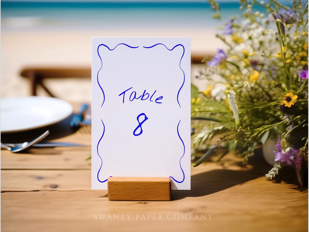 Wavy Border Table Number Template, Hand Drawn Squiggle Doodle Sketch ...