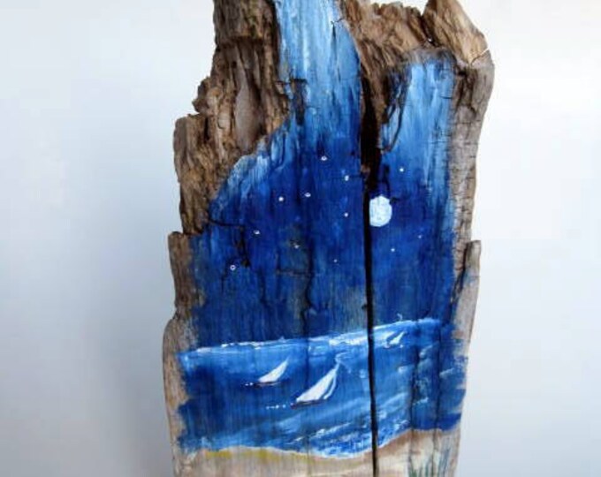 Painted Driftwood Beach Decor Coastal Decor Nautical Etsy