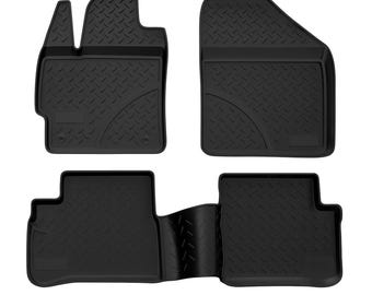 3D Custom Fit Floor Mats for 2010-2014 Toyota Prius (All Trims), All-Weather Floor Liners, Full Set for 1st & 2nd Row, Black, Rubber