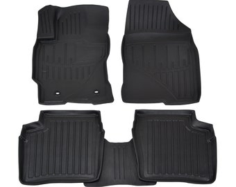 3D Floor Mats 2004-2009 Toyota Prius (XW20) Heavy Duty, Custom Fit, All Weather Liner Front & 2nd Row Full Set Rubber, Black