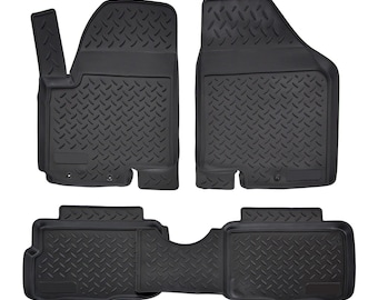 3D Floor Mats for 2010-2013 Kia Soul Heavy Duty, Custom Fit, All Weather Floor Liner Front & 2nd Row Full Set Rubber, Black