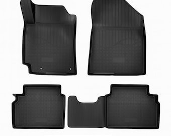 3D Custom Fit Floor Mats for 2019-2024 Kia Forte (All Trims), All-Weather Floor Liners, Full Set for 1st & 2nd Row, Black, Rubber