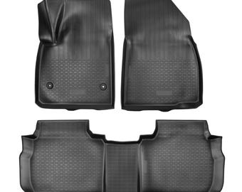3D Custom Fit Floor Mats for 2020-2025 Cadillac XT6 Models (All Trims), All-Weather Floor Liners, Full Set for 1st & 2nd Row, Black, Rubber