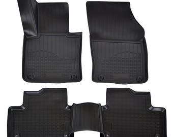 3D Custom Fit Floor Mats for 2019-2025 Volvo S60/V60 (All Trims), All-Weather Floor Liners, Full Set for 1st & 2nd Row, Black, Rubber