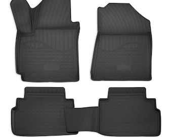 3D Custom Fit Floor Mats for 2020-2025 Kia Soul (All Trims), Heavy Duty All-Weather Floor Liners, Full Set for 1st & 2nd Row, Black, Rubber