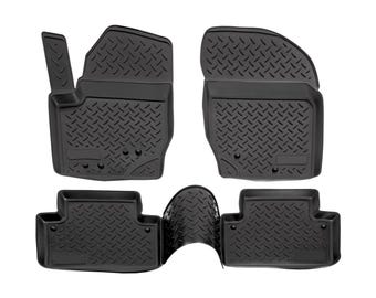 3D Custom Fit Floor Mats for 2002-2014 Volvo XC90 (All Trims), All-Weather Floor Liners, Full Set for 1st & 2nd Row, Black, Rubber