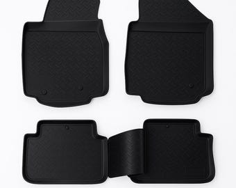 3D Custom Fit Floor Mats for 2009-2015 Honda Pilot (All Trims), All-Weather Floor Liners, Full Set for 1st & 2nd Row, Black, Rubber