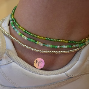 Customised Seed Bead Anklet | Shimmering Stretch Anklet | Minimalist Beaded Jewellery
