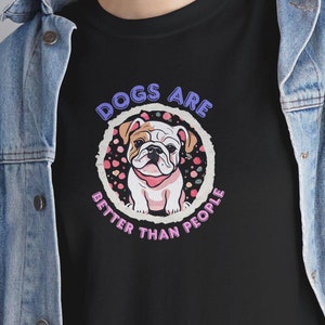Cute Dog Lover Tee, Kawaii Bulldog T-Shirt, Dog Parent Tee, Cartoon Puppy Shirt, Dog Mom Shirt, Animal Graphic Top, Funny Pet Owner Gift