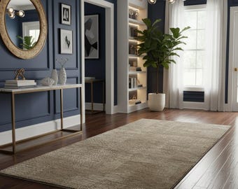 Hand-Knotted, Minima Texture Camel Wool Area Rug for Housewarming