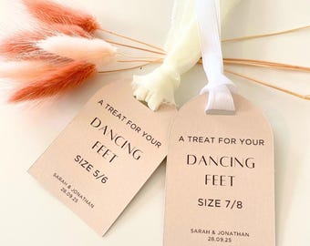 Chanclas de boda personalizadas Etiquetas: Diseño de arco moderno