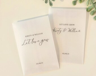 Personalized Wedding Favor Bags: Vellum Seed Pouches, Let Love Grow