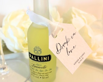 Personalized Wedding Favor Tags: Mini Shot Bottle Decor