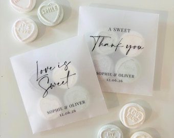 Gepersonaliseerde bedankzakjes: Love Hearts, "Love is Sweet"