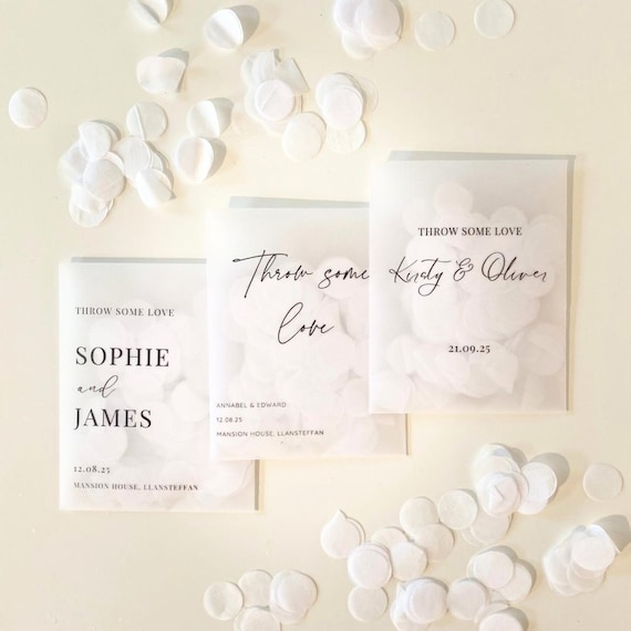 Personalized Wedding Confetti Bags: Vellum Favor Bags