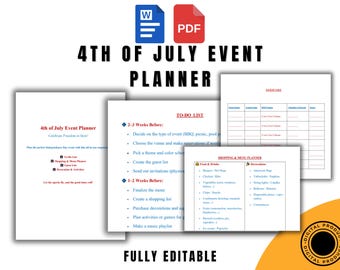 Organizzatore di feste per il 4 luglio: modello modificabile in formato Word e PDF