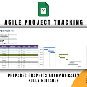 Modello di monitoraggio del progetto Excel, foglio di calcolo modificabile per la pianificazione del progetto, foglio di monitoraggio delle attività per team e liberi professionisti, download immediato