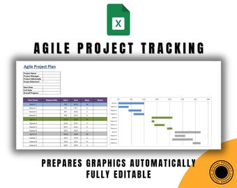 Projekt-Tracking-Vorlage Excel, bearbeitbare Projektplaner-Kalkulationstabelle, Aufgaben-Tracker-Arbeitsblatt für Teams und Freiberufler, sofortiger Download