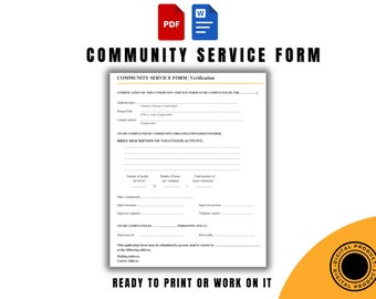 Modello di modulo per il servizio alla comunità – Word modificabile e PDF stampabile, registro delle ore di volontariato, foglio di verifica del servizio