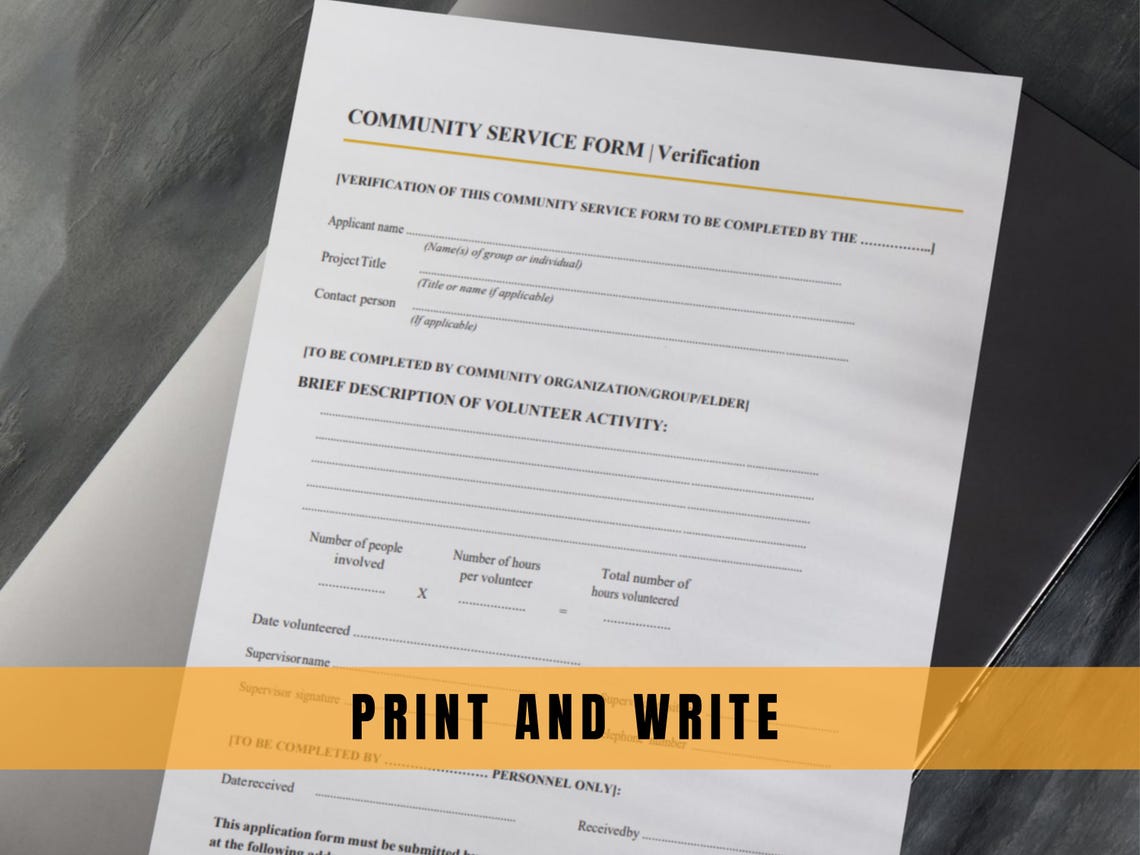 Community Service Form Template – Editable Word & Printable PDF ...