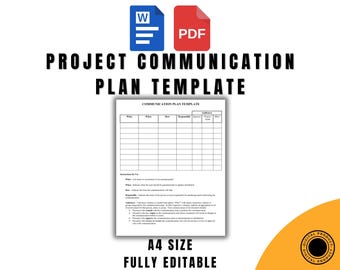 Communication Plan Template Word & PDF, Editable Communication Strategy, Project Communication Tracker, Printable Business Plan
