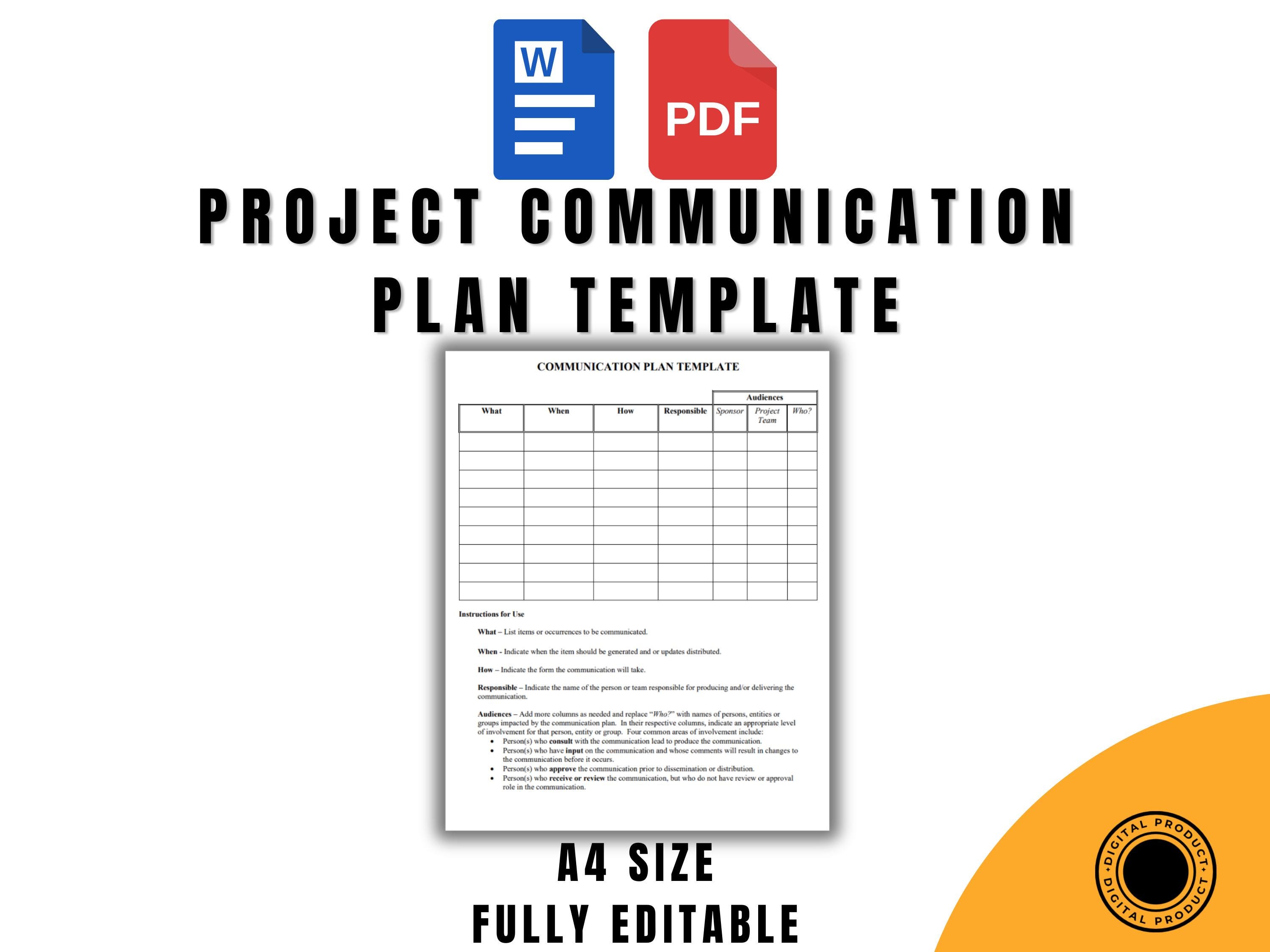 Communication Plan Template Word & PDF, Editable Communication Strategy ...